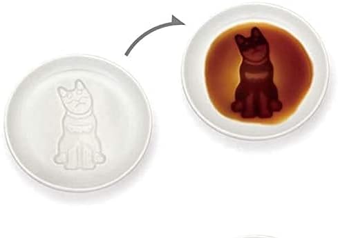 4pcs Ceramics Shiba Dog Relief Seasoning Dishes Sushi Dipping Bowl Appetizer Plate - 3.5 inches