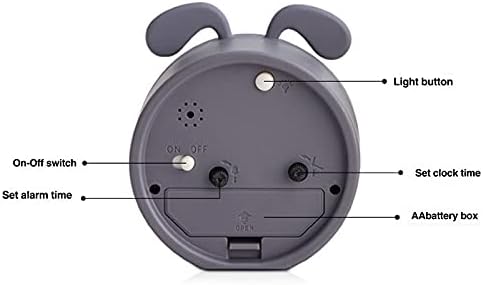 3" Cartoon Animal Alarm Clock Silicon Analog Silent Non Ticking Backlight Desk Clock