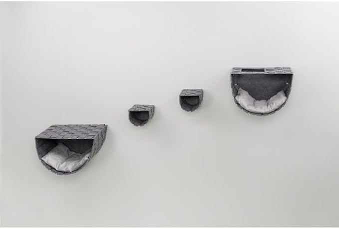 TRIXIE Frehi Wall Mount Cat Condo Set, 2 Condos and 2 Steps, Dark Gray