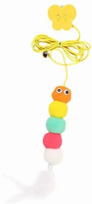 AYWVRBST 6Pcs Retractable Cat Toy with Bell, Hanging Interactive Cat Toy 6 Different Pieces, Cat Chase Practice, Indoor Cat Self-Play Toy, Cat Teaser Toy with Adhesive Hooks
