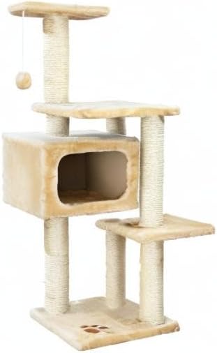 TRIXIE Palamos 42.9-in Cat Tower with Scratching Posts, Condo, Three Platforms, and Dangling Pom-Pom, Beige
