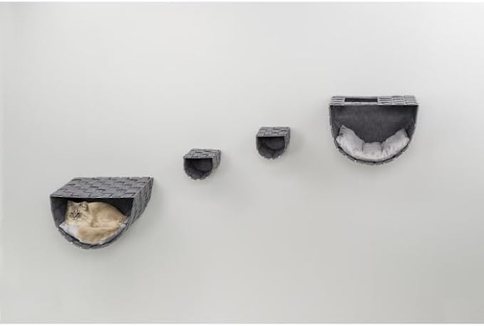 TRIXIE Frehi Wall Mount Cat Condo Set, 2 Condos and 2 Steps, Dark Gray