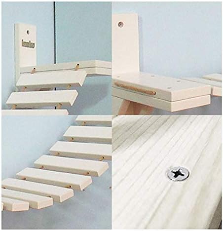 La La Pet® Wall-Mounted Cat Ladder Bridge with 2 Fixed Brackets Wood Cat Perch Mod Cat Lounge Hammock Cat Condo Kitty Activity Furniture Cat Climber Tree Tower Cat Cloud Shelf Board