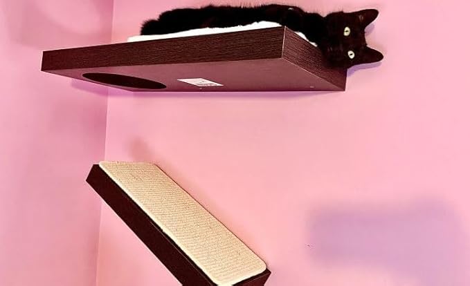 PetFusion Cat Activity Wall Shelves (Available as a 3-Piece Set or Individual Shelf.) Sisal Surfaces for Cat Scratching & Plush to Lounge, Neutral Design & Color Tones. Easy & Secure Wall Mount