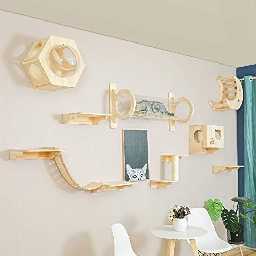 La La Pet® Wall Mounted Creative Cat Bed Cat House Cat Perch Cat Shelf Cat Shelter Cat Steps Cat Ladder Cat Furniture (Moon)