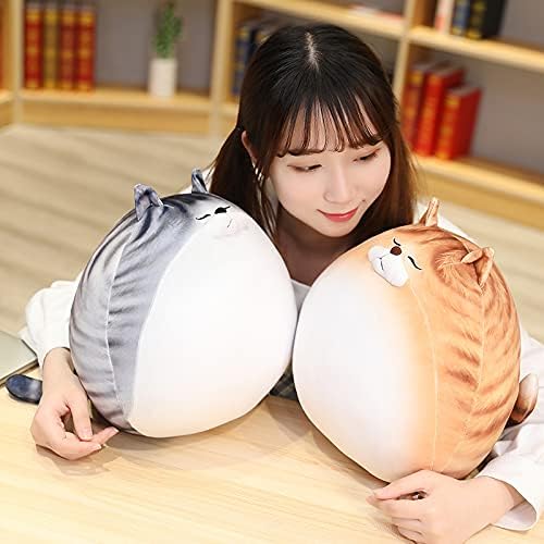 ARELUX 11.8In High Chubby Cat Plush Pillow, Cute Fat Kitty Cat Stuffed Animal Soft Kitten Adorable Hugging Pillow Anime Plushies,Funny Toy Birthday for Adults Friends