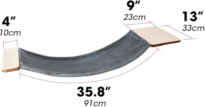 Cat Wall Hammock with Dual Fabric Design – Sturdy Wall Mounted Cat Bed for Large Cats, Cat Bridge, and Cat Wall Perch with Metal Frame and Wooden Shelf for Cozy Rest- MK2026A