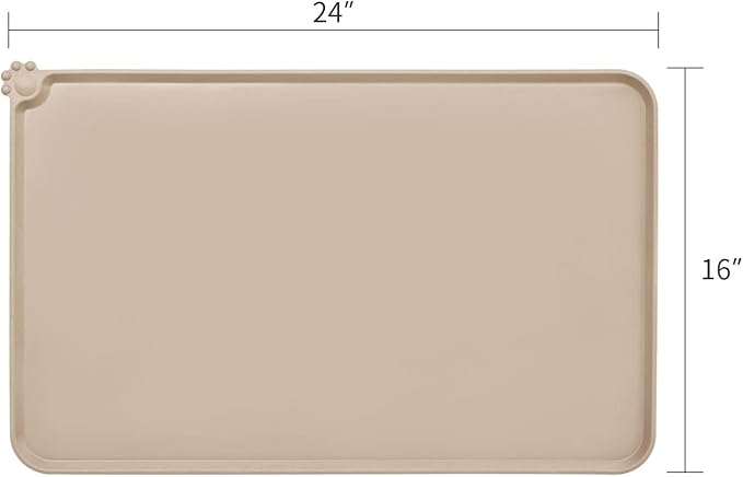 AUDWUD Silicone Waterproof Pet Feeding Mats,Anti Slip Bowl Pad, Dog Mat for Food and Water