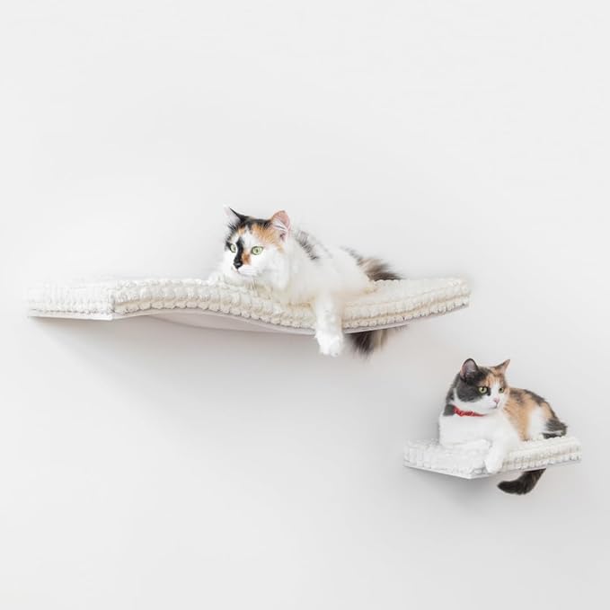 Wall Mounted Cat, Cat Wall Furniture, Cat Shelf, Cat Bed, Modern Furniture for Cats, Cat Window Perch, Cat Cave, Cat House, Ivory/White Cat Waved Shelf