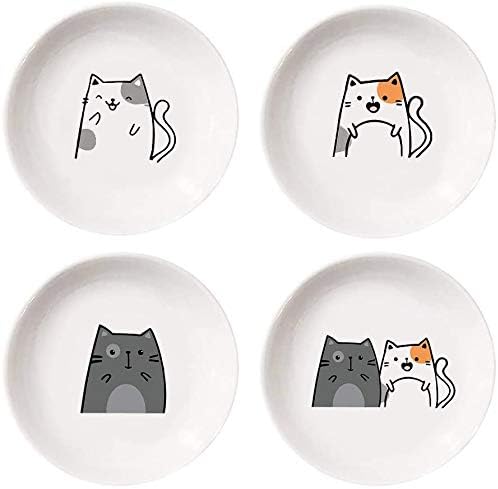 4pcs Ceramics Cat Dinner Relish Dishes Seasoning Dishes Dipping Appetizer Plates