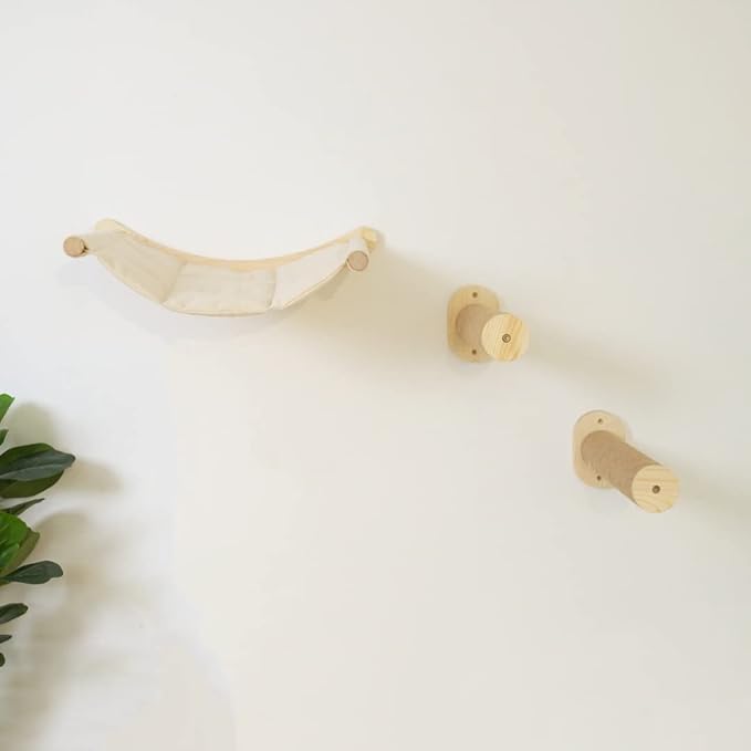 Cat Wall Hammock with Steps | Mounted Wall Furniture of Cats | Perches and Pet Bed for Large Cats | Strong Pet Hammock Set for Cats | Cat Wall Shelves