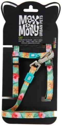 Max and Molly Adjustable Cat Harness and Leash Set - Escape-Proof Cat Harness with Leash for Outdoor Walking and Exploring, Soft Padded Double Stitched Material (Hibiscus Flower)