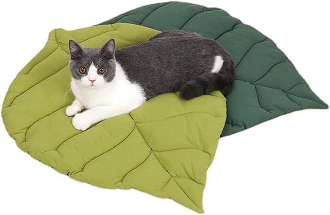 Cat Mattress Leaf Shape Cat Nest Cat and Dog Double-Sided Available Floor Mat Cover Pad Warm and Comfortable Cartoon Cat Bed Indoor Warm Accessories (Leaves)