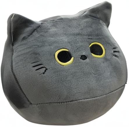 10'' Cute Gray Cat Plush Toys, Soft Cat Pillow Squishy Plushies, Cat Stuffed Animals Kawaii Plush Toys Home Decoration Gift for Cat Lovers Kids Boys Girls (Gray, 10 Inch)