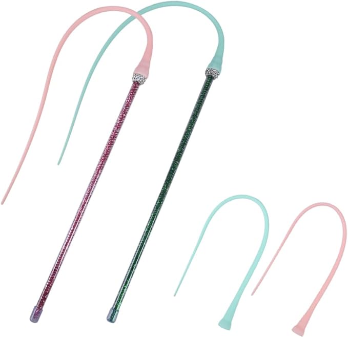 2PCS Cat Toy Wand, Silicone Mice Tail Teaser Toys Interactive Cat Toys with 2 Replaceable Tail for Indoor Cats Kittens Chase Exercise