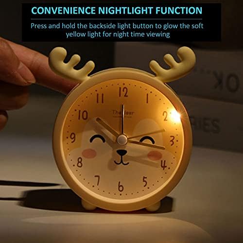 3" Cartoon Animal Alarm Clock Silicon Analog Silent Non Ticking Backlight Desk Clock