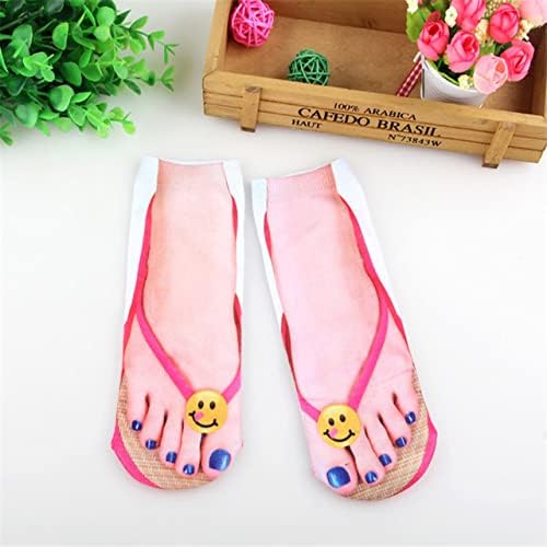 3D Manicure Print Socks Funny Flip Flop Socks 3D Pattern Socks Sandal Socks Low Cut Ankle Silly Socks- A Gag Gift