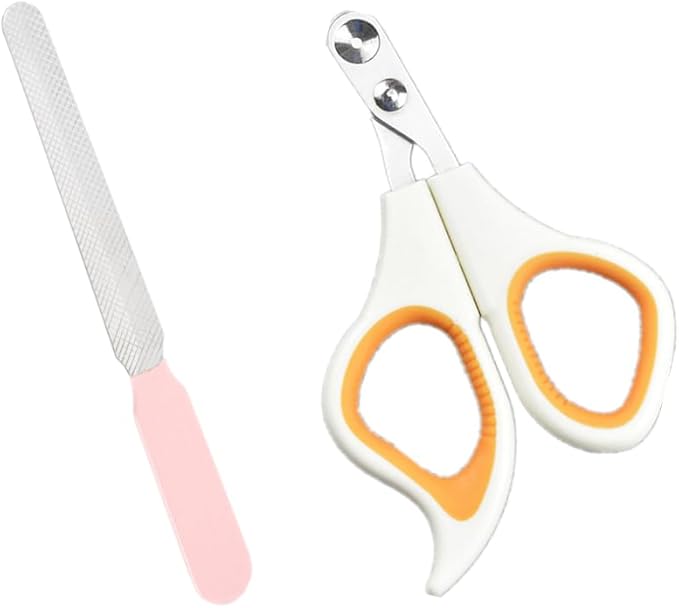1PCS Pet Nail Clipper Orange Cat Nail Clipper with Round Cut Hole Claw Clipper Trimmer Claw Trimmer Pet Nail Scissor with Nail File for Cats, Birds, Reptiles and Small Animals