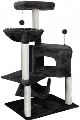 YUNIQUE Cat Tree with Cat Condo and Big Hammock, Darkgrey