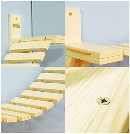 La La Pet® Wall-Mounted Cat Ladder Bridge with 2 Fixed Brackets Wood Cat Perch Mod Cat Lounge Hammock Cat Condo Kitty Activity Furniture Cat Climber Tree Tower Cat Cloud Shelf Board