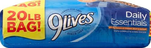 9Lives Daily Essentials Dry Cat Food With Chicken, Beef & Salmon Flavors, 20 lb Bag