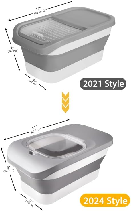 13 Lbs Dog Food Container, Collapsible Dog Food Storage Container with Airtight Lid, Cat Food Storage container Dry Food for Pets, Rice, Cereal, Silicone Pet Bowl and Dog Food Scoop