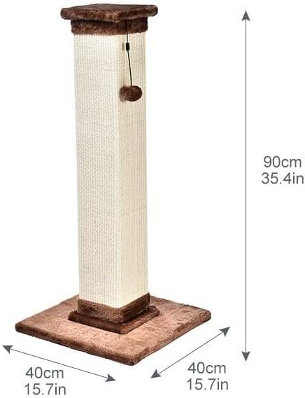 Amazon Basics - Indoor, Tall Cat & Kittens Scratching Post, Scratcher with Sisal Rope, Jute Fiber, Brown Carpet, Large, 15.75" L x 15.7" W x 35.43" H