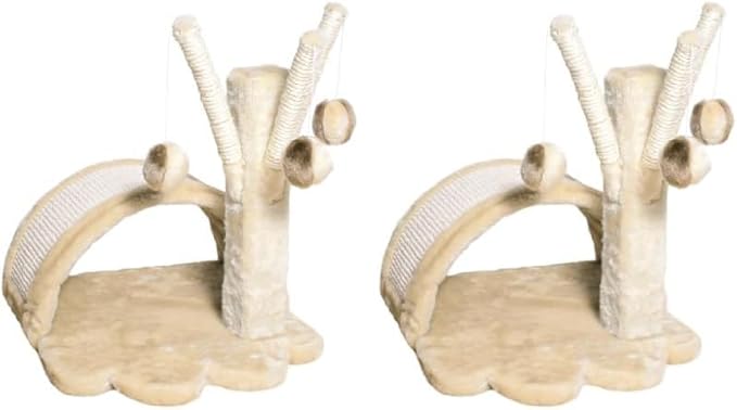 TRIXIE Tavira 15.4-in Cat Tree for Kittens, Sisal Cat Scratcher, Soft Plush-Cover Surfaces, 3 Dangling Cat Toys, Beige (Pack of 2)