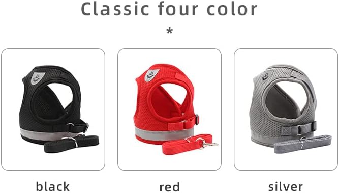 Comfort Step-in Cat Dog Harness and Leash Set for Puppies Cats Kitty Escape Proof Pet Vest Harnesses for Small Animals Rabbit/Mouse/Cats (S:1.5-3KG, Red)