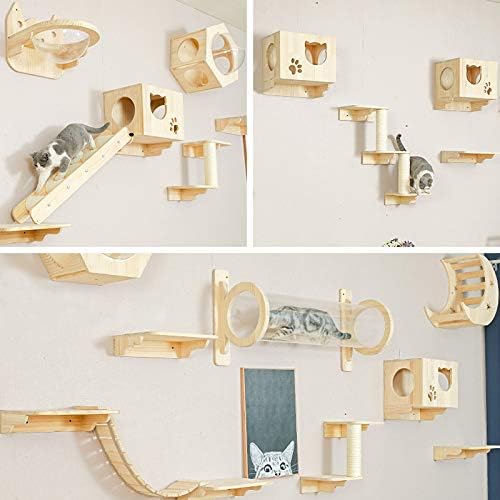 La La Pet® Wall Mounted Creative Cat Bed Cat House Cat Perch Cat Shelf Cat Shelter Cat Steps Cat Ladder Cat Furniture (Moon)