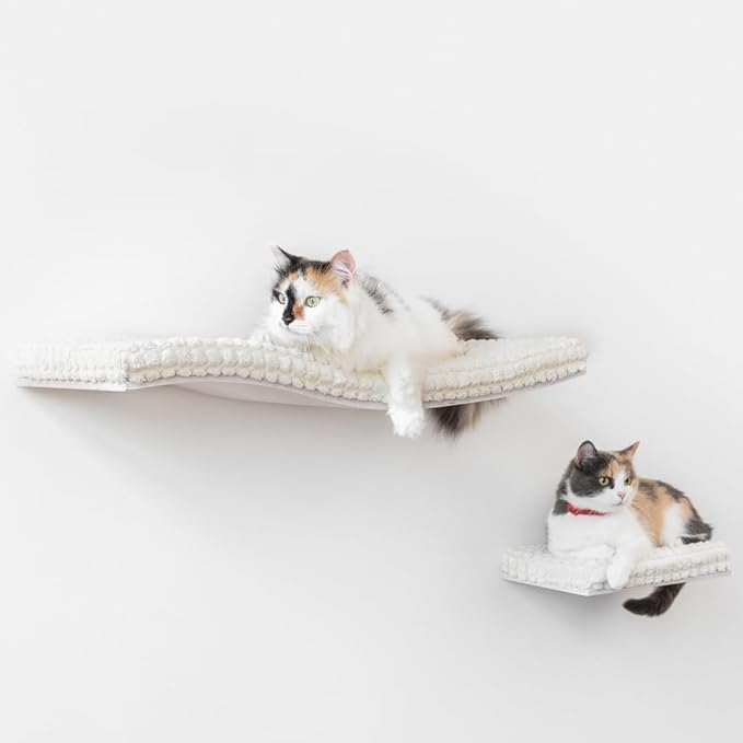 Floating Cat Shelves, Cat Wall Furniture, Wall Mounted Cat Shelf, Cat Bed, Modern Cat Bed, Cat House, Cat Steps for Wall, Cat Window Perch, Cat Wall Set Ivory/White Waved Cat Shelf Cat Step