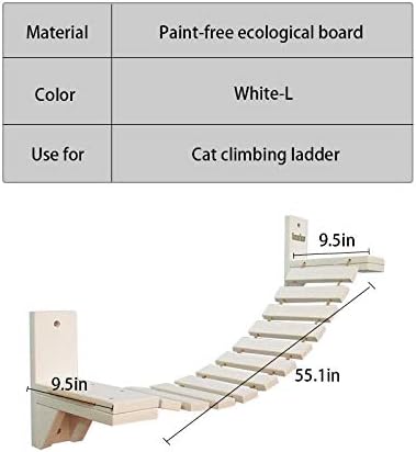 La La Pet® Wall-Mounted Cat Ladder Bridge with 2 Fixed Brackets Wood Cat Perch Mod Cat Lounge Hammock Cat Condo Kitty Activity Furniture Cat Climber Tree Tower Cat Cloud Shelf Board