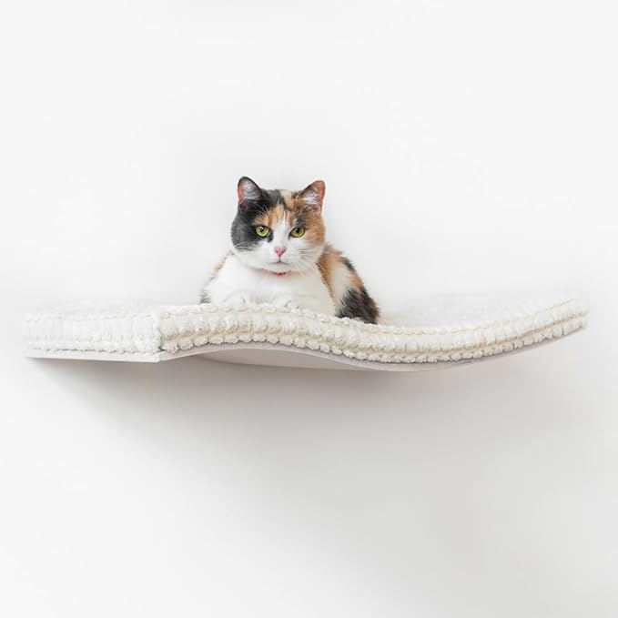 Wall Mounted Cat, Cat Wall Furniture, Cat Shelf, Cat Bed, Modern Furniture for Cats, Cat Window Perch, Cat Cave, Cat House, Ivory/White Cat Waved Shelf