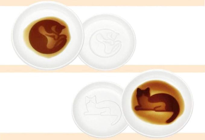 4pcs Ceramics Cat Relief Seasoning Dishes Sushi Dipping Bowl Appetizer Dessert Plate