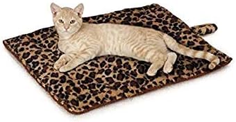 Prairie Horse Supply Quality Thermal Cat Mat and Free Cat Toy (Beige Leopard) (1 Mat) Cozy Self Heating Warming Kitty Kitten Puppy Small Dog Bed, Reversible Washable Pad, No Electricity