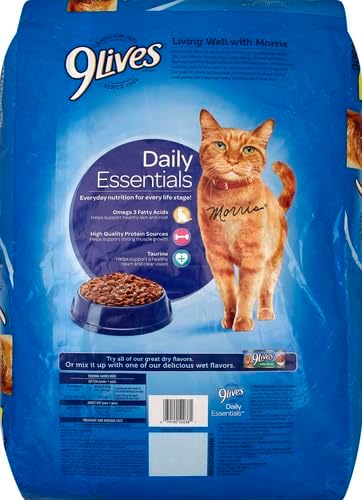 9Lives Daily Essentials Dry Cat Food With Chicken, Beef & Salmon Flavors, 20 lb Bag