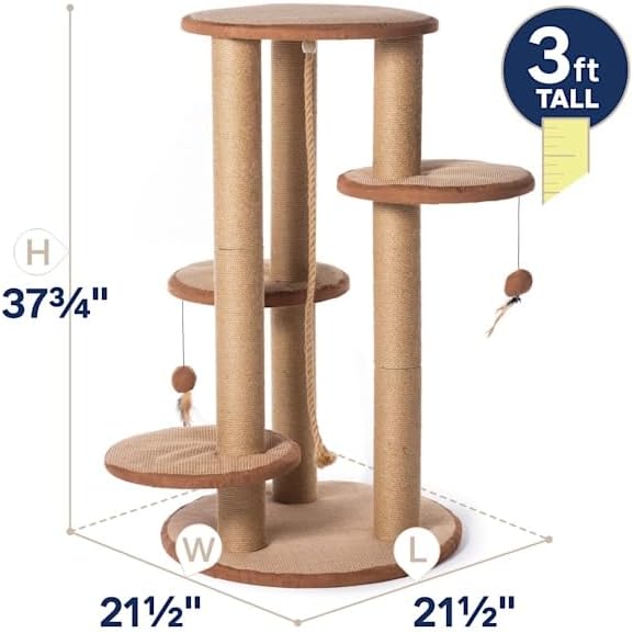 Prevue Pet Products 7150 Kitty Power Paws Multi-Platform Posts with Tassels Cat Scratcher, Natural