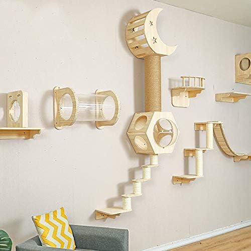 La La Pet® Wall Mounted Creative Cat Bed Cat House Cat Perch Cat Shelf Cat Shelter Cat Steps Cat Ladder Cat Furniture (Moon)