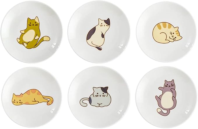6pcs Ceramic Cat Appetizer Plates Sauce Dishes Dessert Dishes Seasoning Dishes