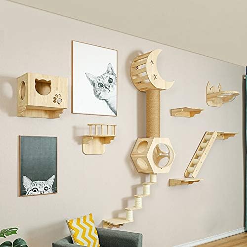 La La Pet® Wall Mounted Creative Cat Bed Cat House Cat Perch Cat Shelf Cat Shelter Cat Steps Cat Ladder Cat Furniture (Moon)