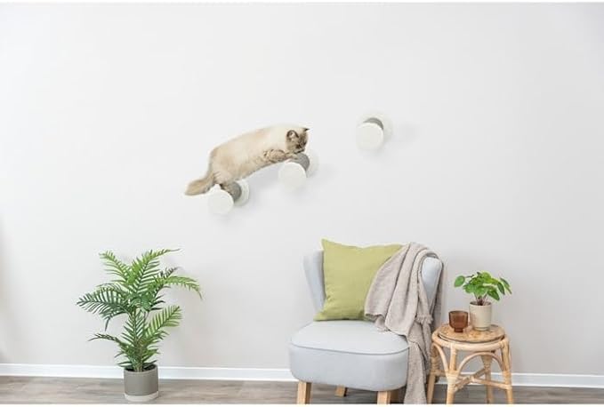 TRIXIE Wall Mount XXL Cat Climbing Steps, Cat Furniture, Scratching Post, 3pcs, Gray