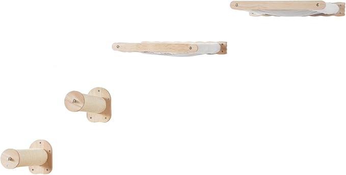 VEVOR Wall Mounted Cat Shelves, Cat Wall Shelves and Perches with Jumping Posts & Hammocks, Cat Furniture Set up to 40 lbs, Removable & Washable Coral Fleece for Sleeping, Playing, Climbing, Set of 4