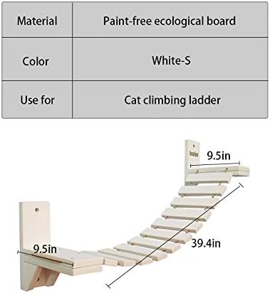 La La Pet® Wall-Mounted Cat Ladder Bridge with 2 Fixed Brackets Wood Cat Perch Mod Cat Lounge Hammock Cat Condo Kitty Activity Furniture Cat Climber Tree Tower Cat Cloud Shelf Board
