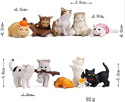 10 pcs Cute Miniature Kawaii Cats - Mini Figure Kitten Playset, Cake Topper, Plant Decorations
