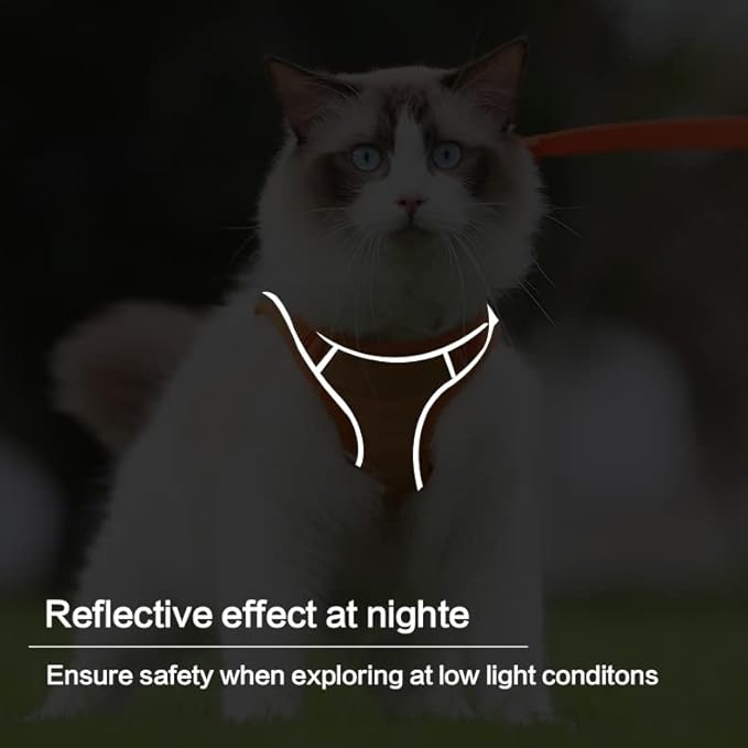 TOTORO Cat Harness and Leash for Walking Escape Proof ，Adjustable Comfortable Suedette Vest Harnesses for Cats，Reflective Strips Easy to Put on Step-in Velcro Jacket (L, Blue)