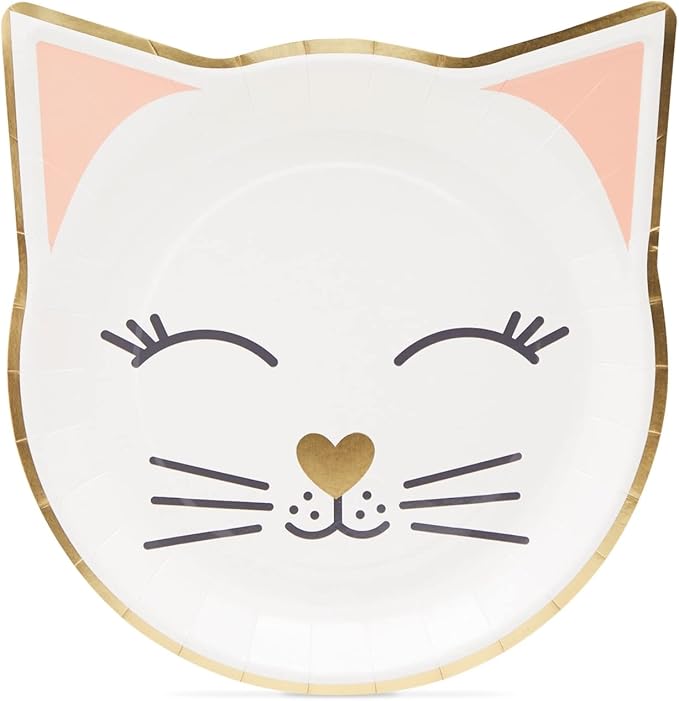 144 Piece Cat Themed Party Supplies Set, Serves 24 Includes Plates, Napkins, Cups, Cutlery – Kitty Birthday Decorations & Kitten Themed Parties Decorations