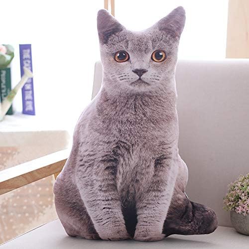 19.6'' Cat Shape Throw Pillow Plushie Cushion Pillow Doll 3D Simulation Cat Plush Stuffed Animal Toy for Kids,Sofa Chair Home Decor