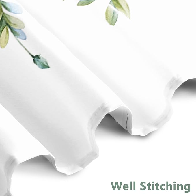 AWERT Green Mixed Light Blue Plant Shower Curtain with 8 Hooks Decorative Sage Green Shower Curtain for Bathroom Waterproof Fabric 48x72inch