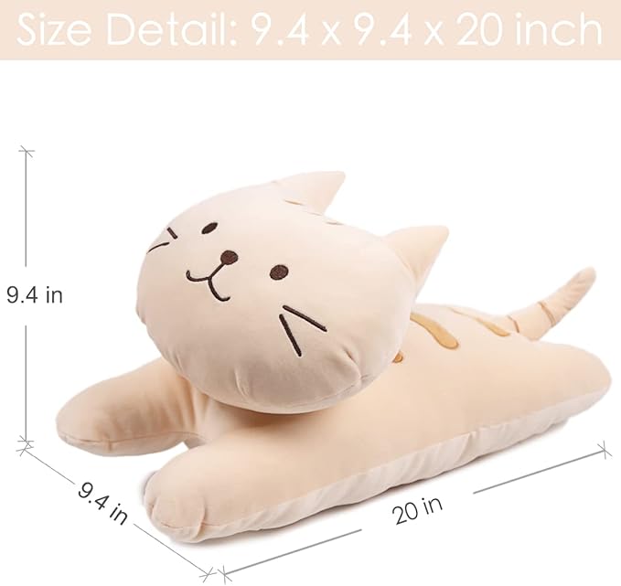 ARELUX 22in Soft Cat Big Sleeping Hugging Pillows,Plush Kitten Kitty,Stuffed Animal Throw Pillows Accompany Plush for Friends Family Birthday