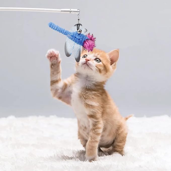 5 Pcs Replacement Dragonfly Interactive Cat Toy Refills Cat Toy Wand Replacement Teaser Refills for Cat